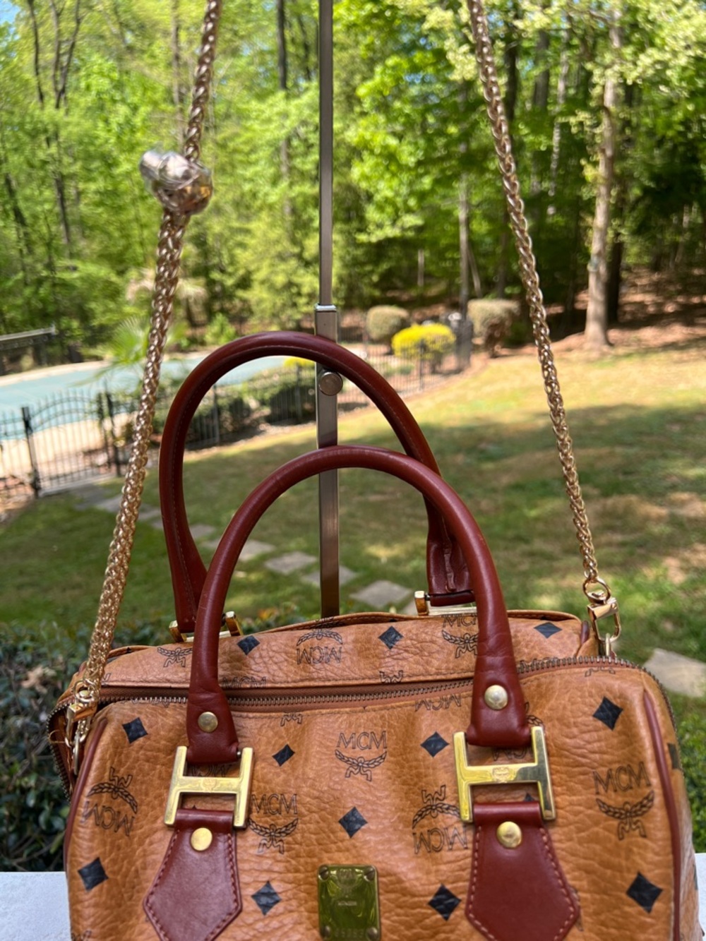 MCM Cognac Visetos Leather Satchel & Wallet Set/ Poshmark Authenticated - Picture 8 of 17